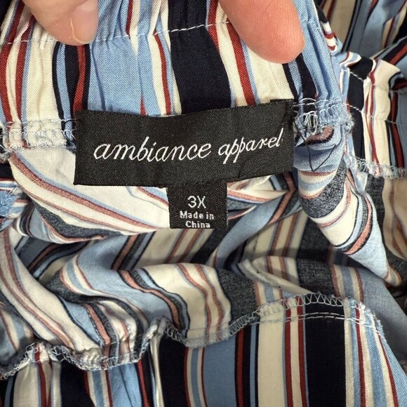 Ambiance Appearl Womens 3X Blue Striped Paper Bag Shorts Drawstring Pockets - Picture 9 of 11